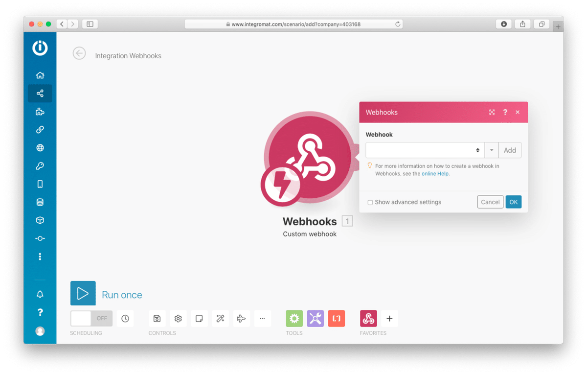 Addボタンを押してWebhookを設定