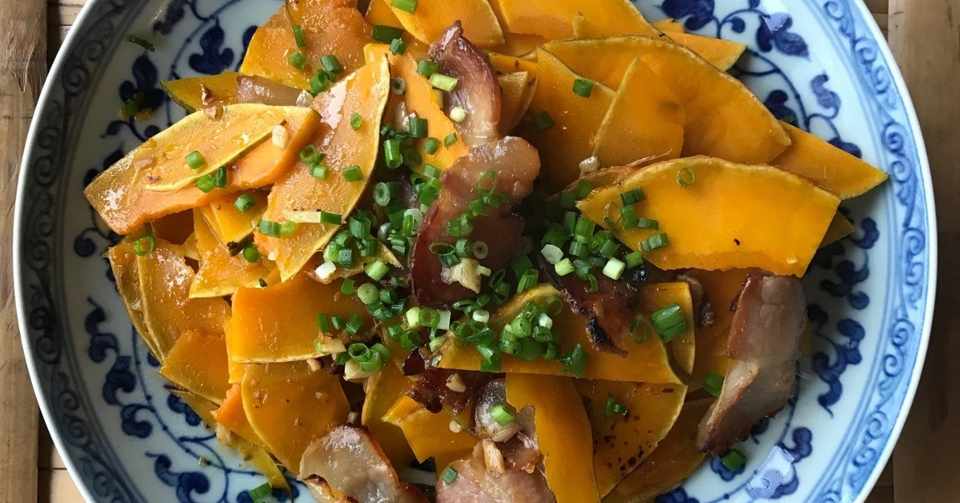 おうちで中華 腊肉焼南瓜 カボチャと中華ベーコンの炒めもの 酒徒 しゅと おうちで中華 Note