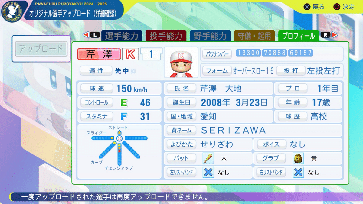 パワプロ 大幅値下げ パワプロ2024再現 アマチュア・高蔵寺高校 芹澤大地｜re