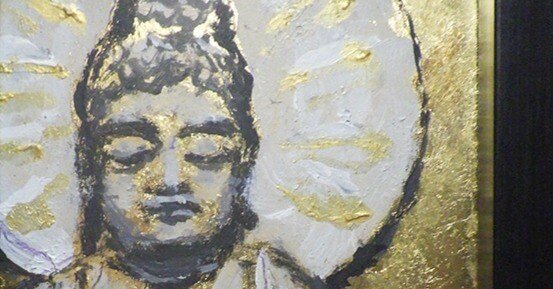 金箔!＆アクリル絵の具による『仏さま』の絵・画（額付き）｜天竹みの