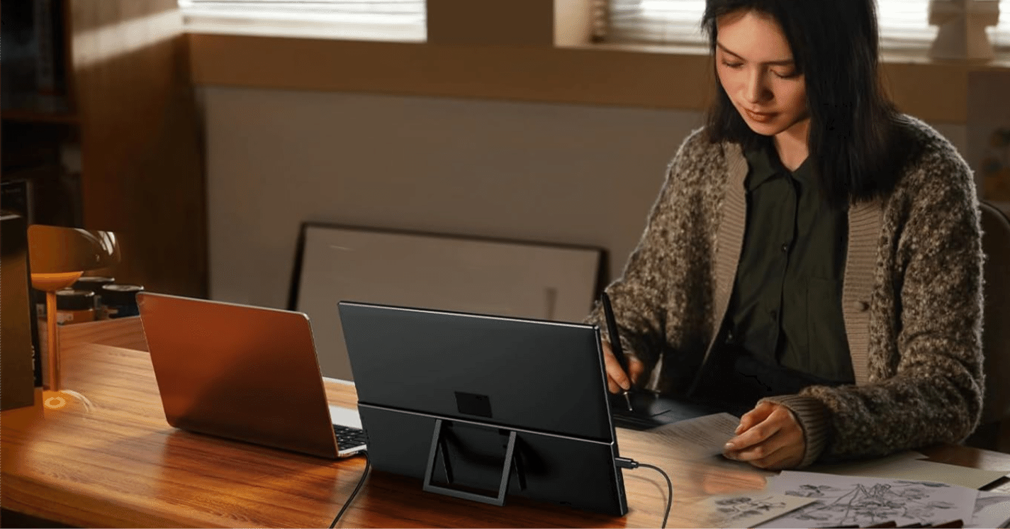 自立型スタンドを装備の15.6型ポータブルモニターが、8,980円でタイム