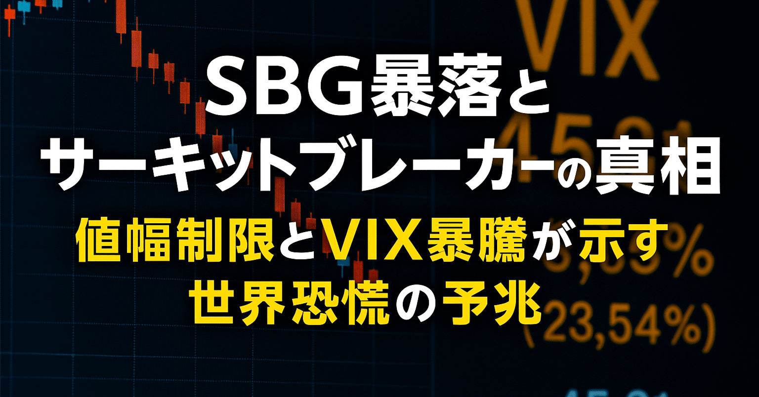 SBG暴落とサーキットブレーカーの真相：値幅制限とVIX暴騰が示す世界恐慌の予兆｜武智倫太郎