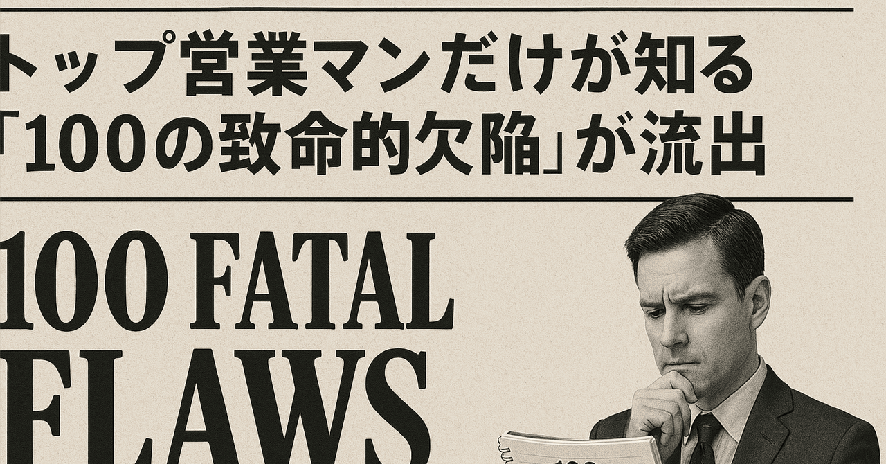 トップ営業マンだけが知る「100の致命的欠陥」が流出｜長谷川博之