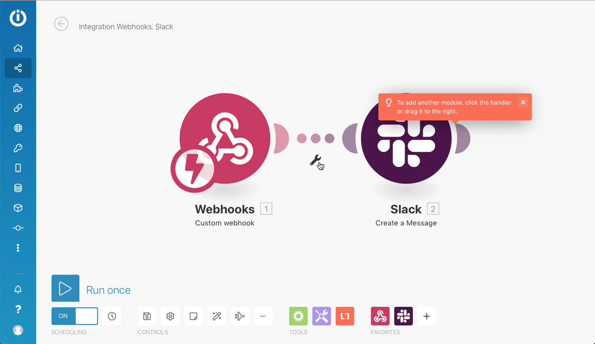 Integromatのシナリオ編集画面