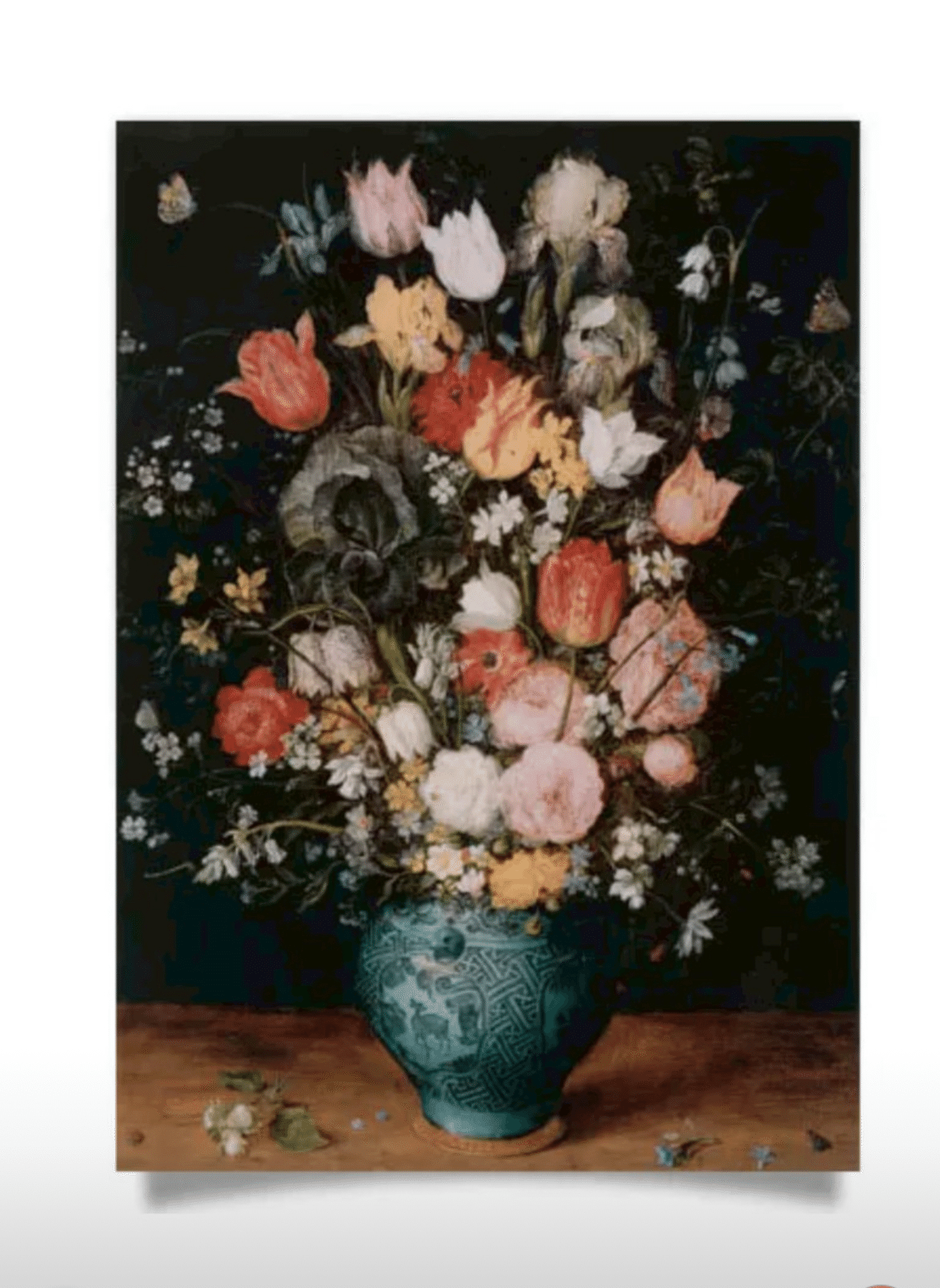 青い花瓶とカラフルな花　油絵　1996年 お1人様1点限り】 青い花瓶とカラフルな花 油絵 1996年 絵画 - 絵画