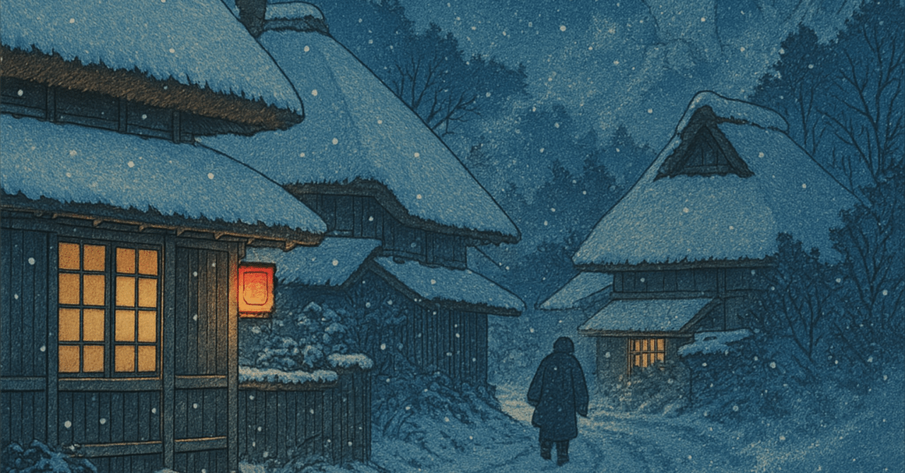 第17回 ChatGPT-4o「冬の雪景色」巴水風浮世絵版画にも「がしゃどくろ