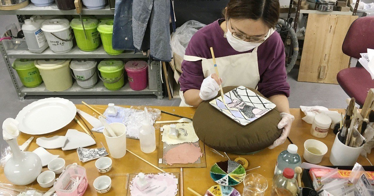 陶器の母子像　九谷焼 陶器の母子像 九谷焼