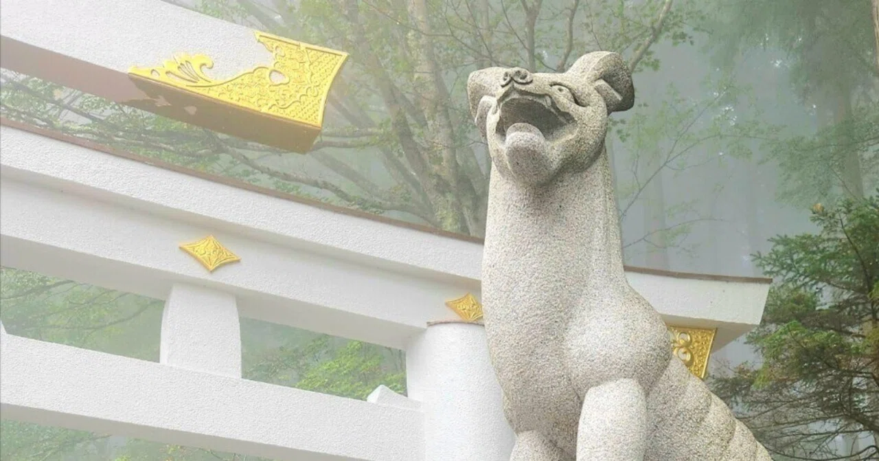 三峯神社 狼 白 張り子 特大 阿吽二対セット 【公式通販】