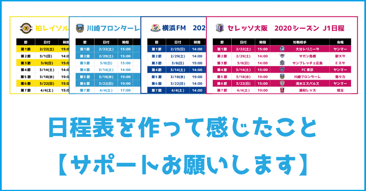 Jクラブの日程表を作って感じたこと サポートお願いします りょー Note Jクラブの日程表を作って感じたこと サポートお願いします りょー Note