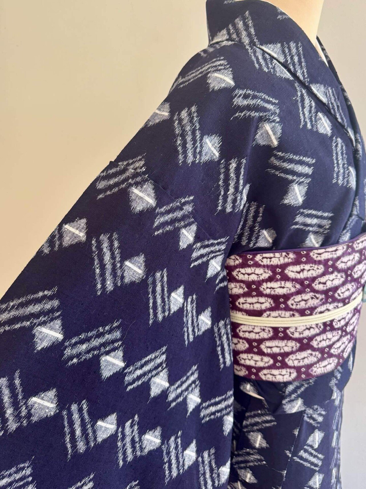 久留米絣単衣着物と紫根染名古屋帯｜夢吉きもの