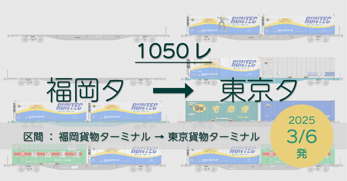 1050レの列車編成【2025年3月6日発】｜マブ