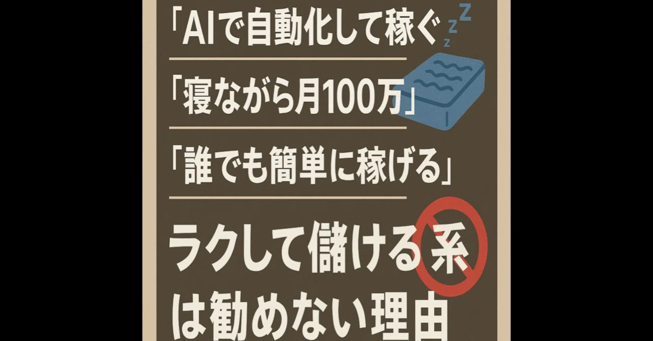 Why I Do Not Recommend 'Get-Rich-Quick' Schemes｜シン・サカモト