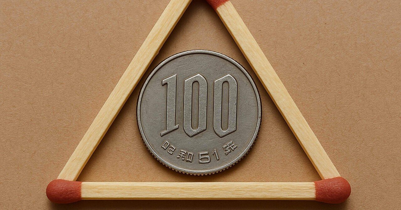 マッチ棒3本で三角形を作りその中にコインを入れて、コインには触れず、マッチ棒1本だけを動かしてコイン を三角形の外に出してください。ただし三角形の形は崩さない事ってこの問題の正解は？をチャットGPTに解い｜底辺AI界隈