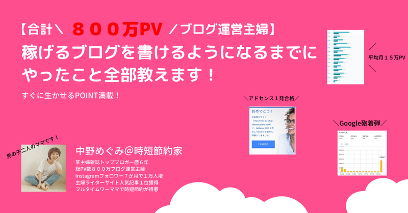 合計８００万pvブログ運営主婦 稼げるブログを書けるようになるまでにやったこと全部教えます くぅさん 時短節約家 Note