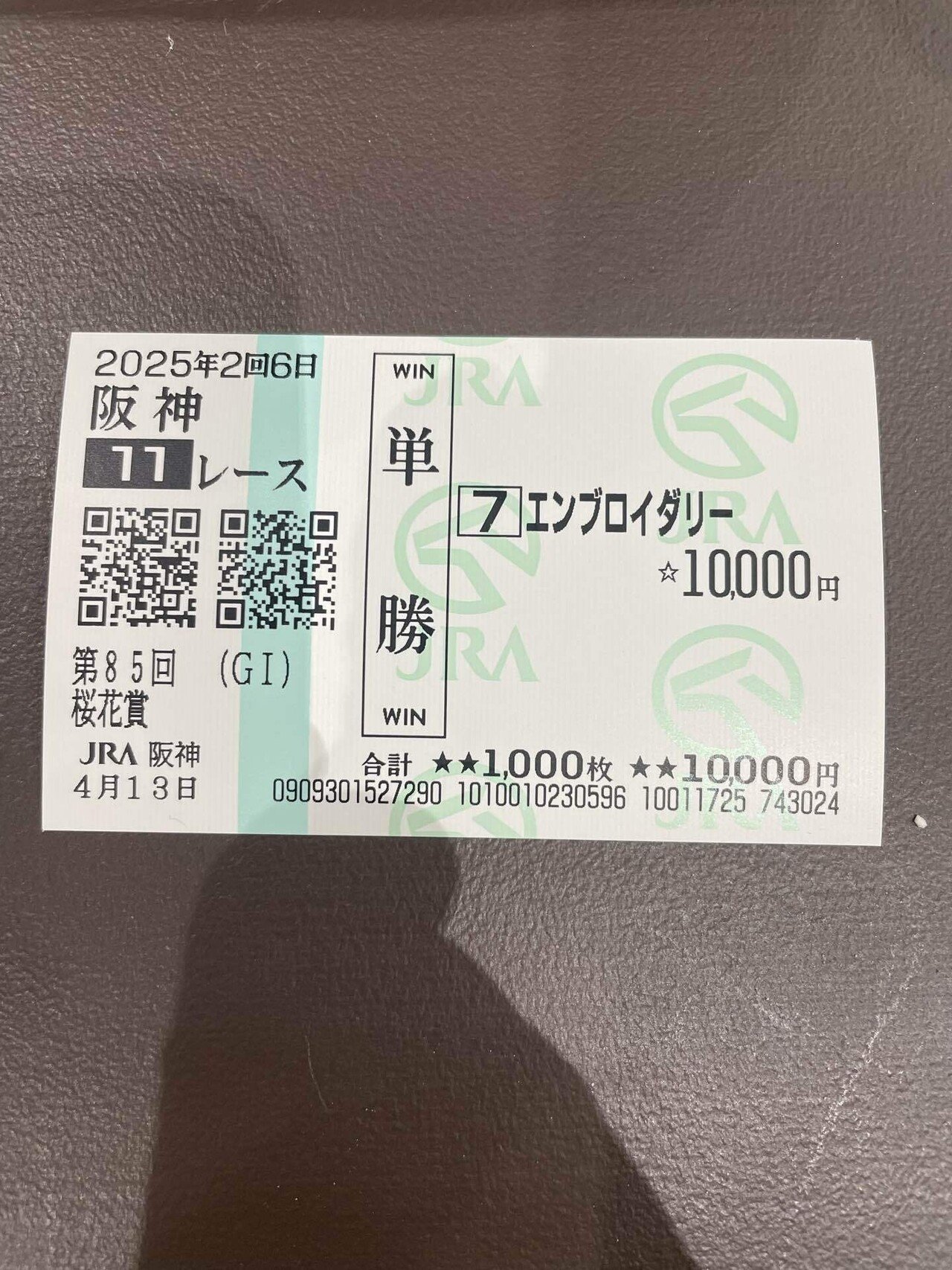 【2025春夏新色】 友人が一口持ってる馬が桜花賞を見事勝利！ 共に喜ぼうと馬券を コレクション