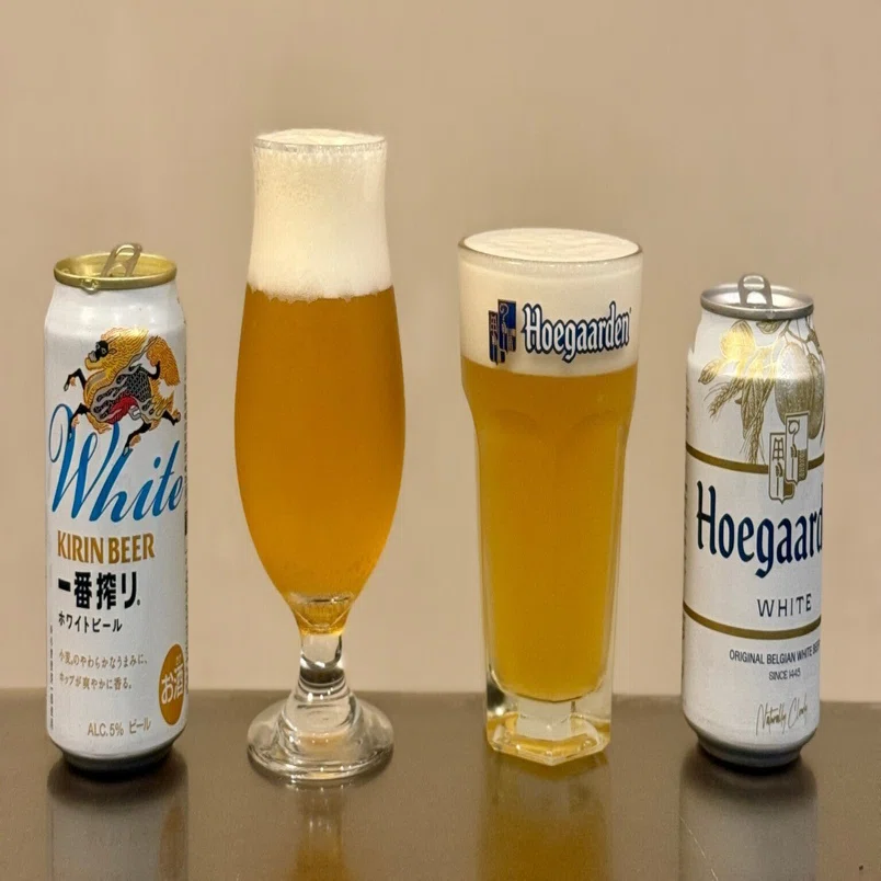 キリン一番搾り ホワイトビール」と「Hoegaarden white」を飲み比べて