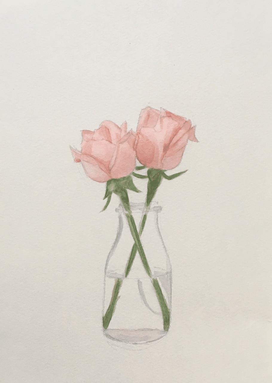 水彩画 ピンクのバラ Onorin Note 水彩画 ピンクのバラ Onorin Note