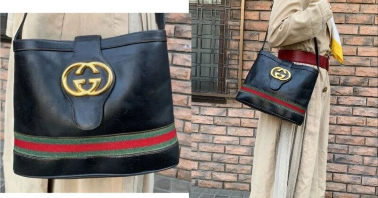 OLD Gucci 70s!GG金具バケツ型ショルダー（黒）｜Vintage Shop Rococo