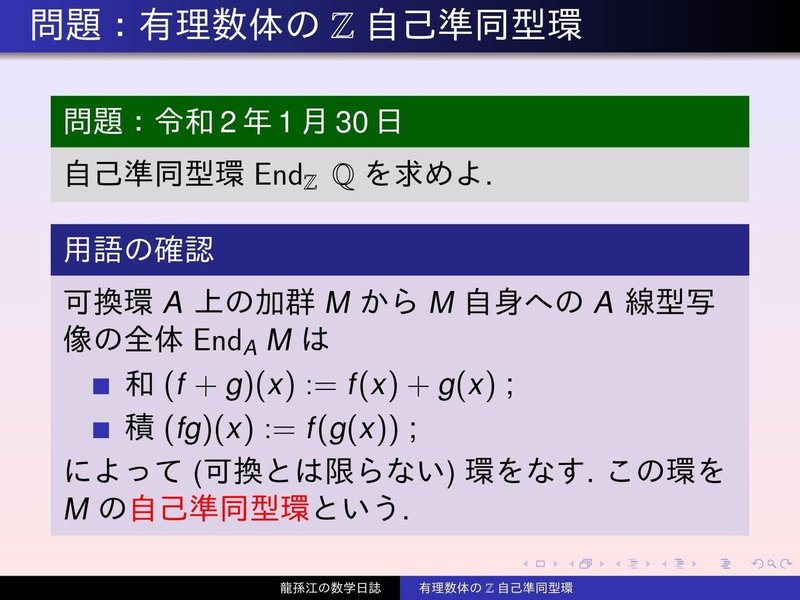 RS059：有理数体のＺ自己準同型環