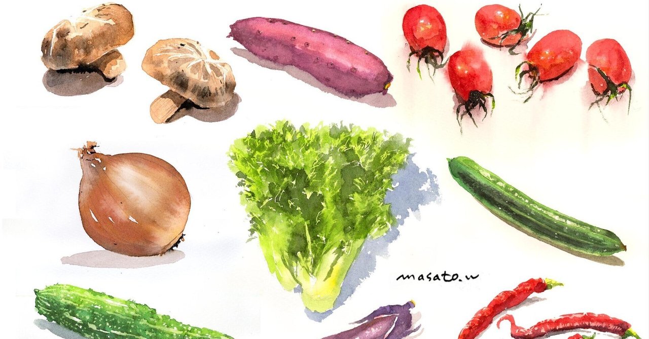 原画】元気がもらえる野菜の絵 A4 1点もの 顔彩絵の具 ささげ豆