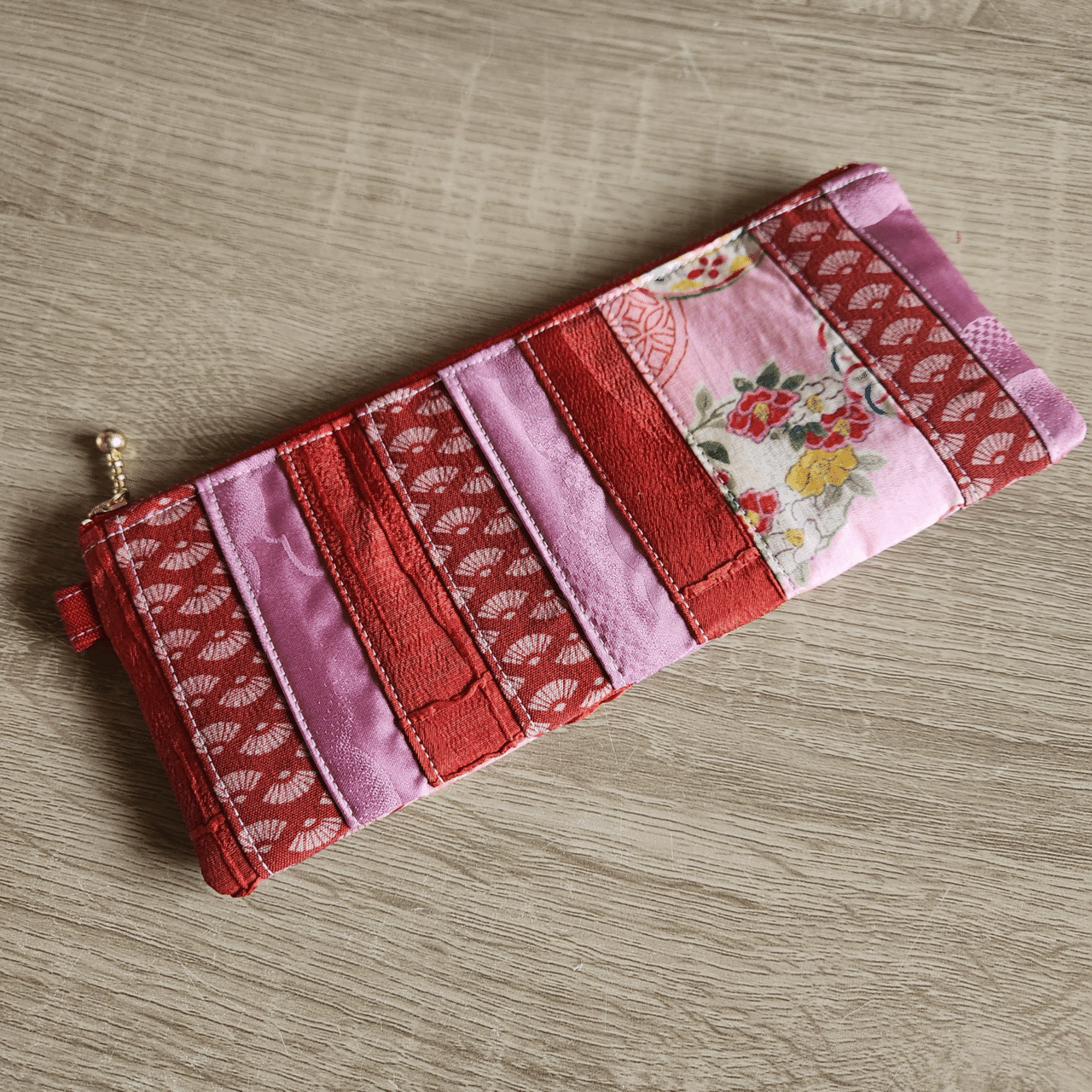 着物リメイクで作るパッチワークペンケースポーチの制作記録【ピストル