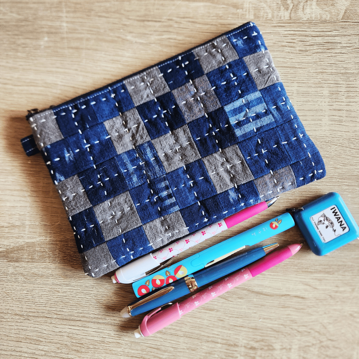 刺し子パッチワークポーチ制作日誌【ピストル☆ハンドメイド