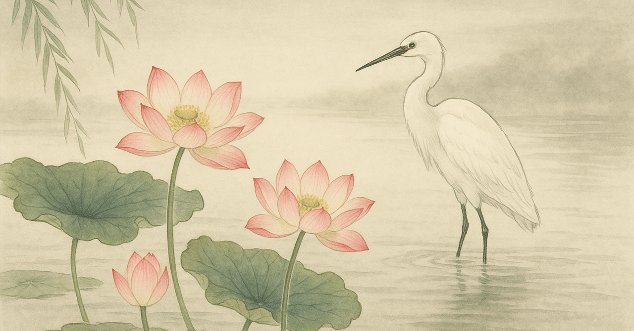 水彩画「蓮池」