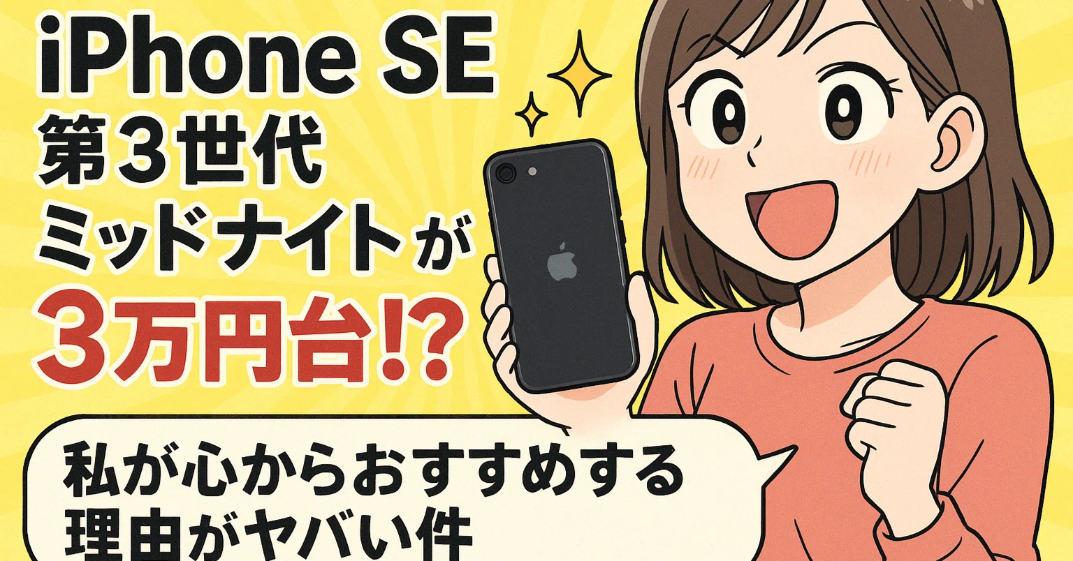コスパ最強スマホ発見】iPhone SE第3世代ミッドナイトが3万円台!? 私が