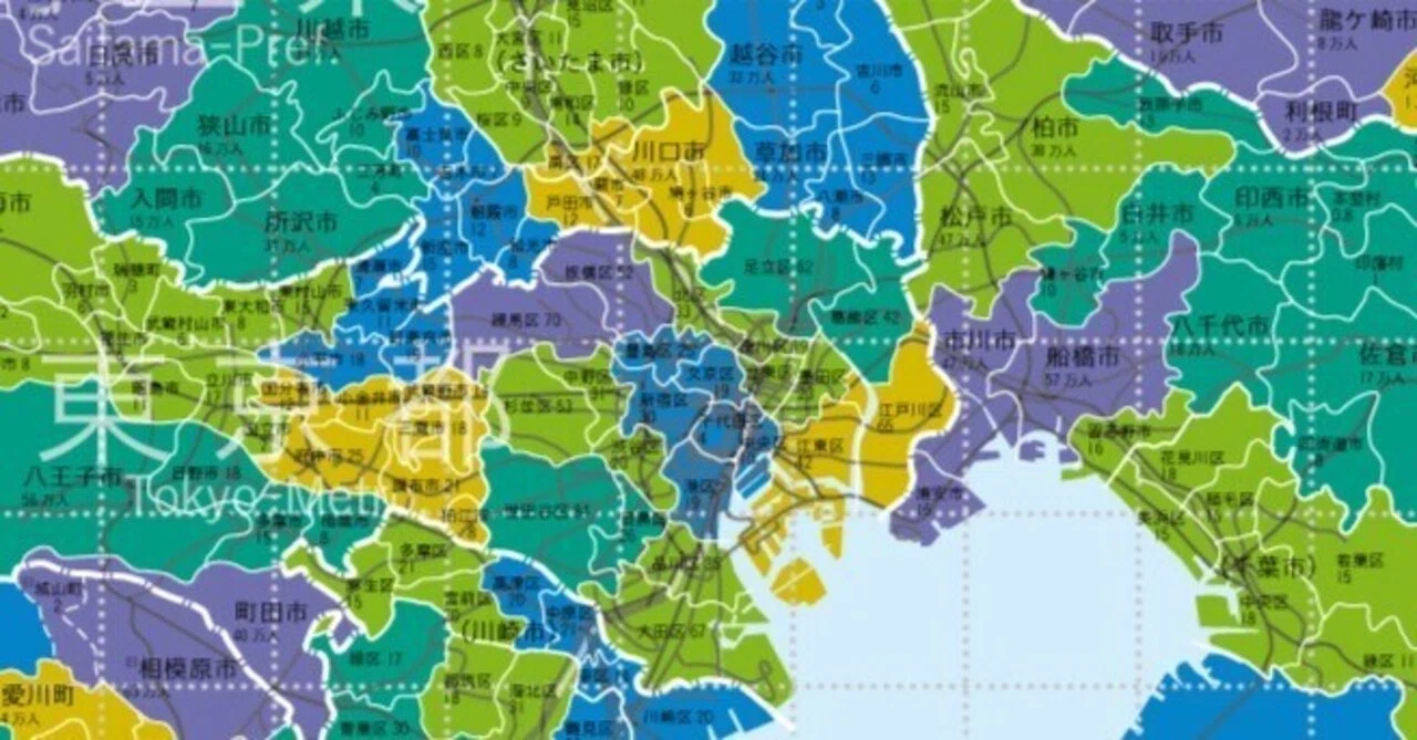 100万人の地図 ―100万人単位に割って見る―｜今和泉隆行／地理人