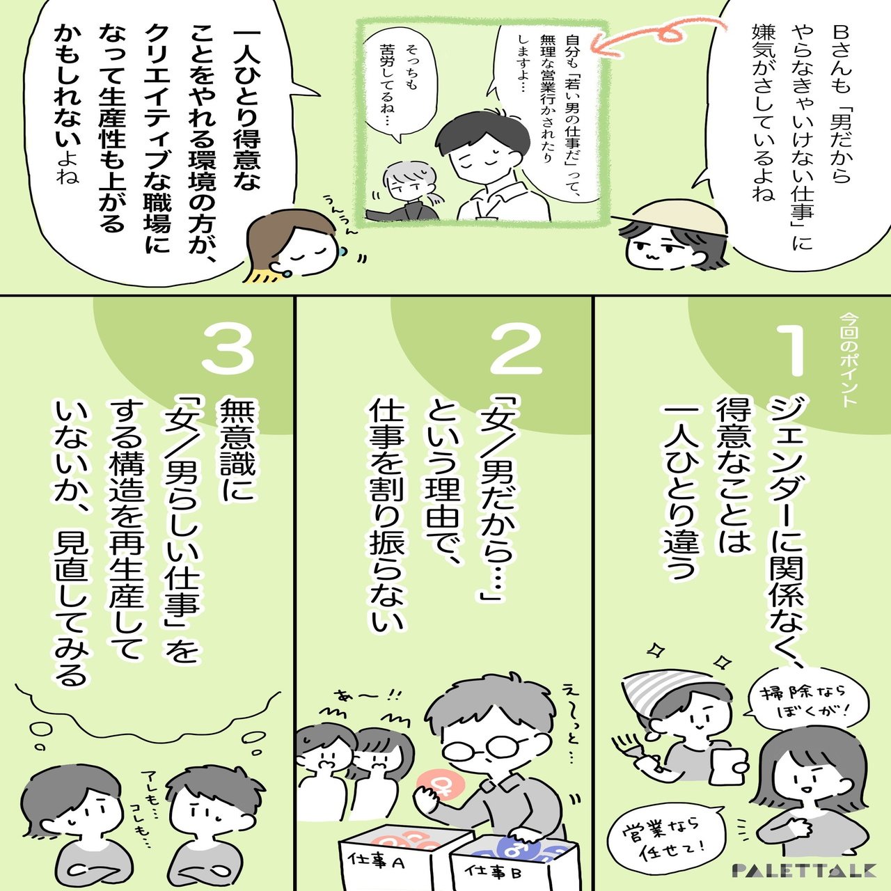 お茶汲みは女性の仕事 無意識に 女 男の仕事 と決めつけないために 漫画でわかるlgbtq パレットーク Note