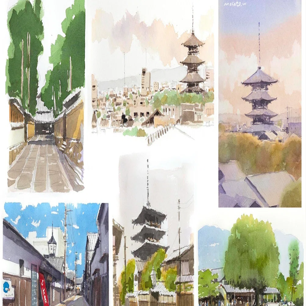 京都の風景は、人々がまだそれほど多くない時代から描いています・・20