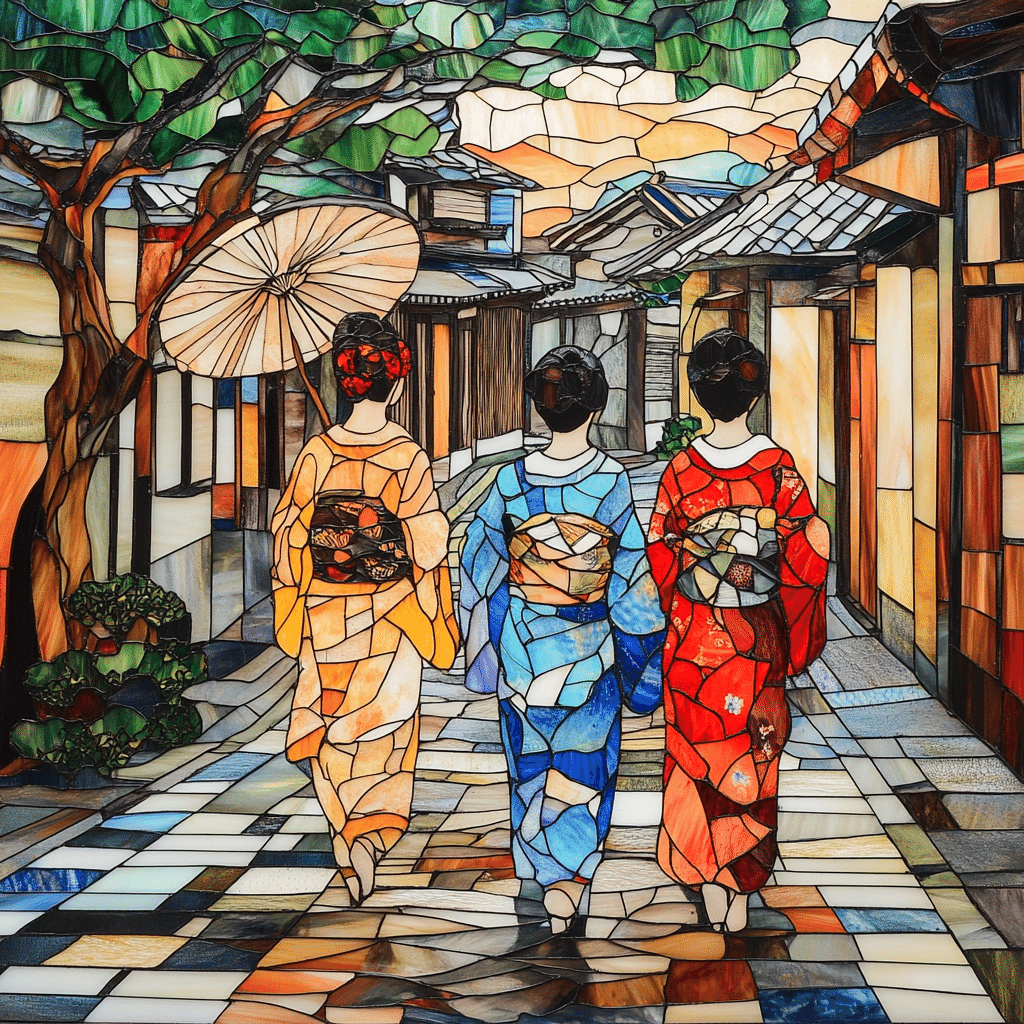 ステンドグラススタイルで画像を制作しました。Midjourneyで2024年11月