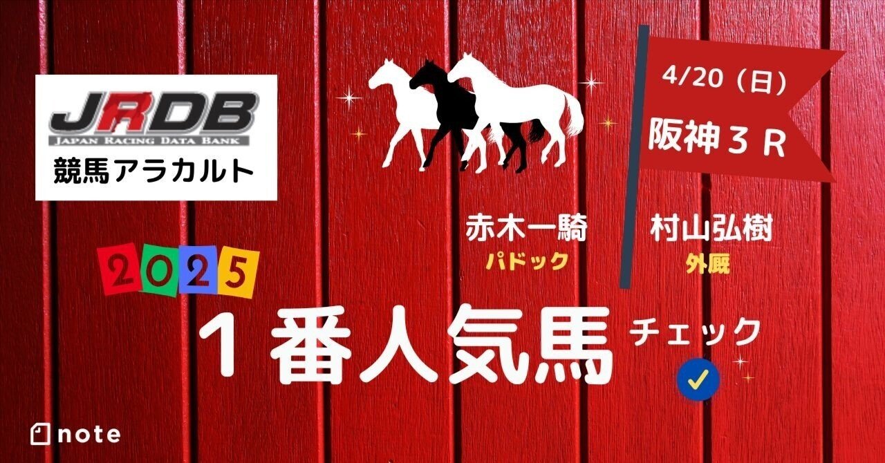 4/20（日）阪神3R 1番人気馬チェック｜JRDB 競馬アラカルト
