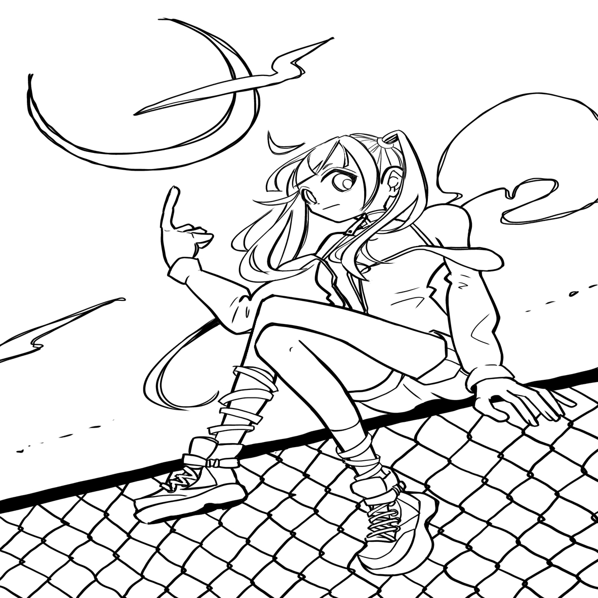 イラスト】月と近未来ガールを描く。｜ちっち