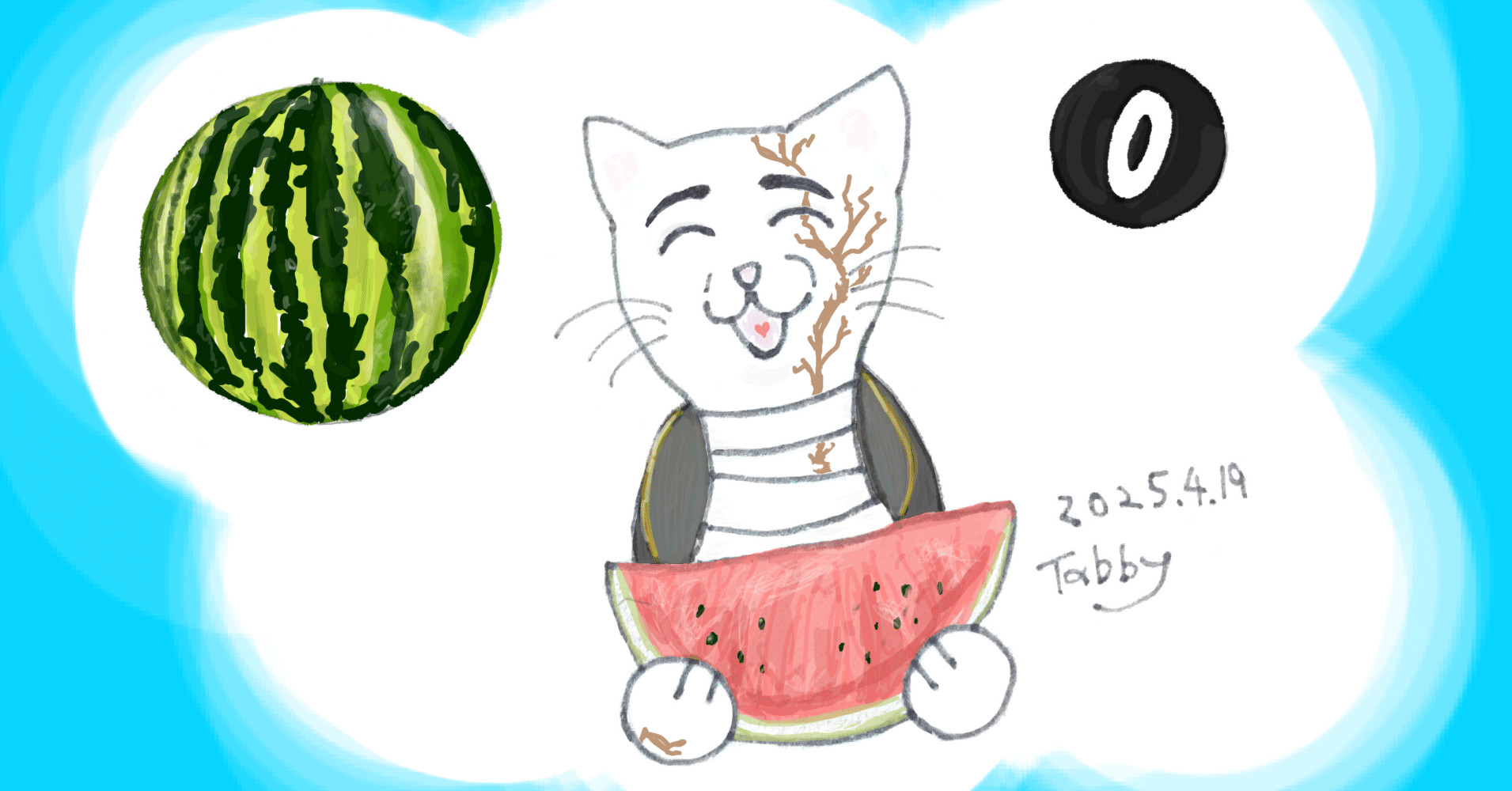 スイカからちょこん♡白ねこちゃん スイカからちょこん♡白ねこちゃん