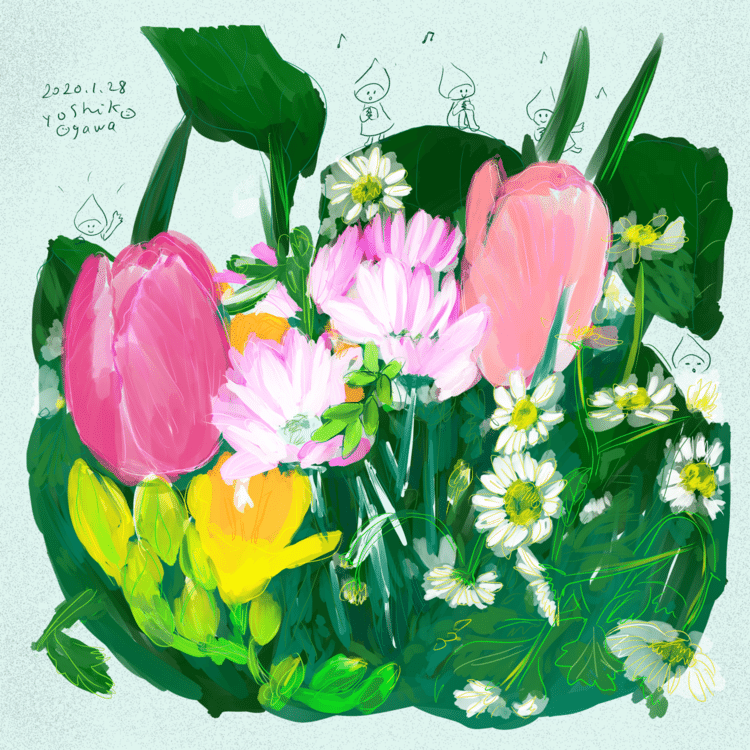「flowers」
2020.1.28
#instafashion  #flowers #design #イラスト　#お花　#かわいい　#絵