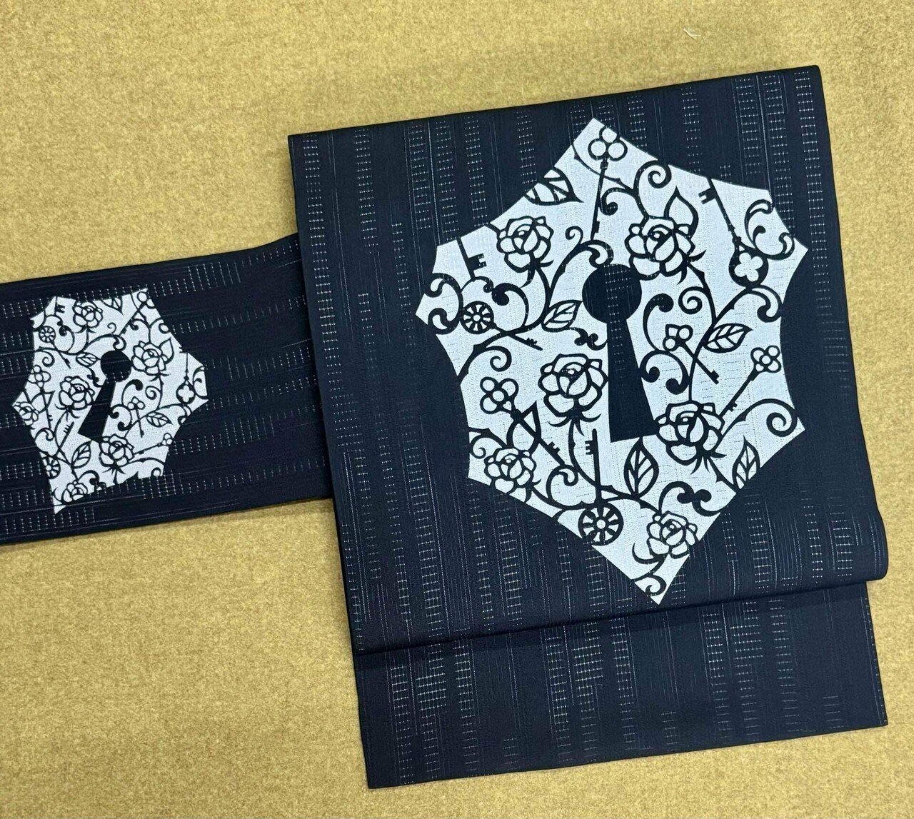きものヱビス■ 絽縮緬 染 名古屋帯 伊勢型染絽鍵穴柄名古屋帯｜夢吉きもの