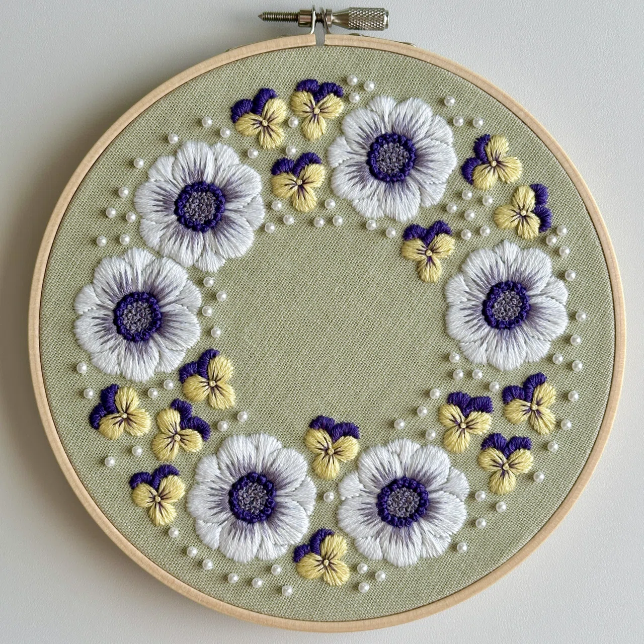 PDF Pattern [Anemone and Viola Wreath]｜はなこまち/刺繍作家