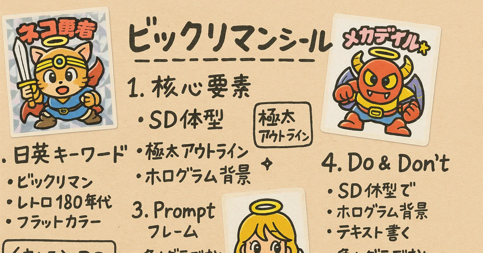 AIで「ビックリマンシール風ステッカー」を作成しよう｜muryou_aigazou