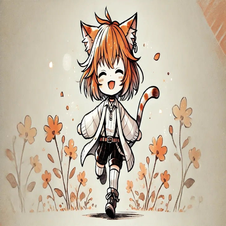アート イラスト オリジナル 創作 一点物 限定 女の子 ケモ 病みかわいい AIイラスト作ってみた。ケモ耳少女 ｜クラゲ🪼