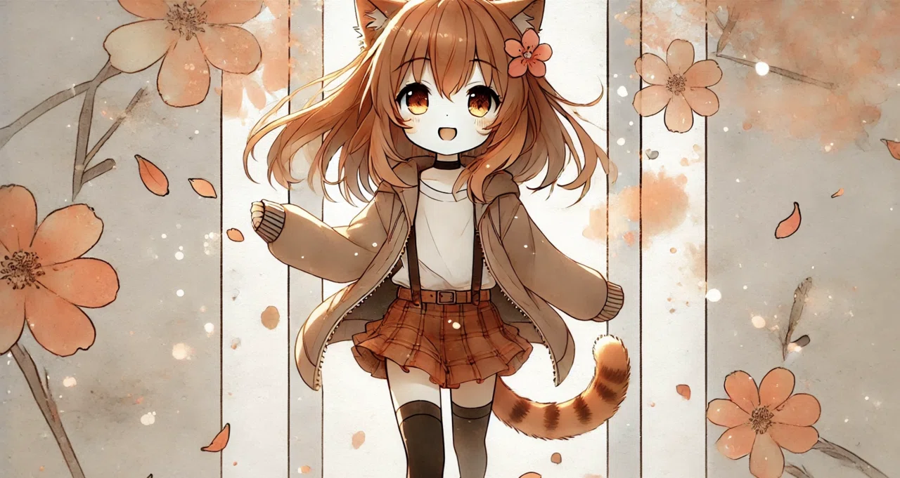 アート イラスト オリジナル 創作 一点物 限定 女の子 ケモ 病みかわいい AIイラスト作ってみた。ケモ耳少女 ｜クラゲ🪼