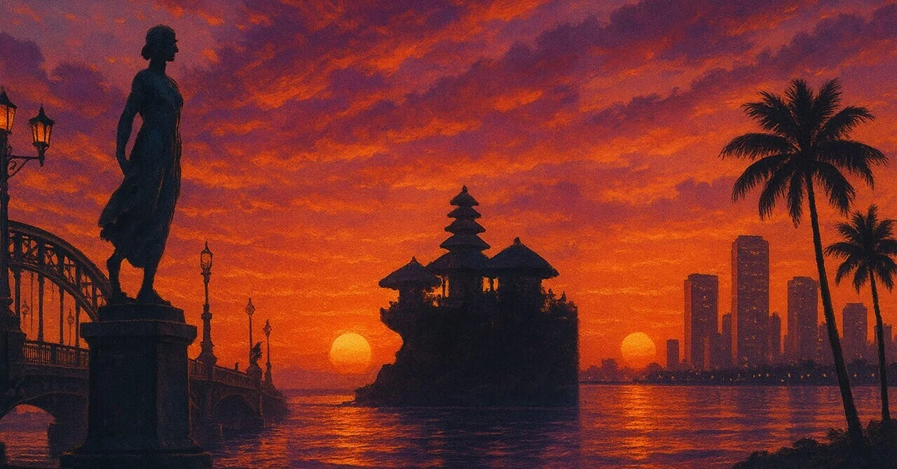 Thuraya Al-Baqsami の版画　額装済み 夕日と女性 シルエット Thuraya Al-Baqsami の版画 額装済み 夕日と女性 シルエット Thuraya
