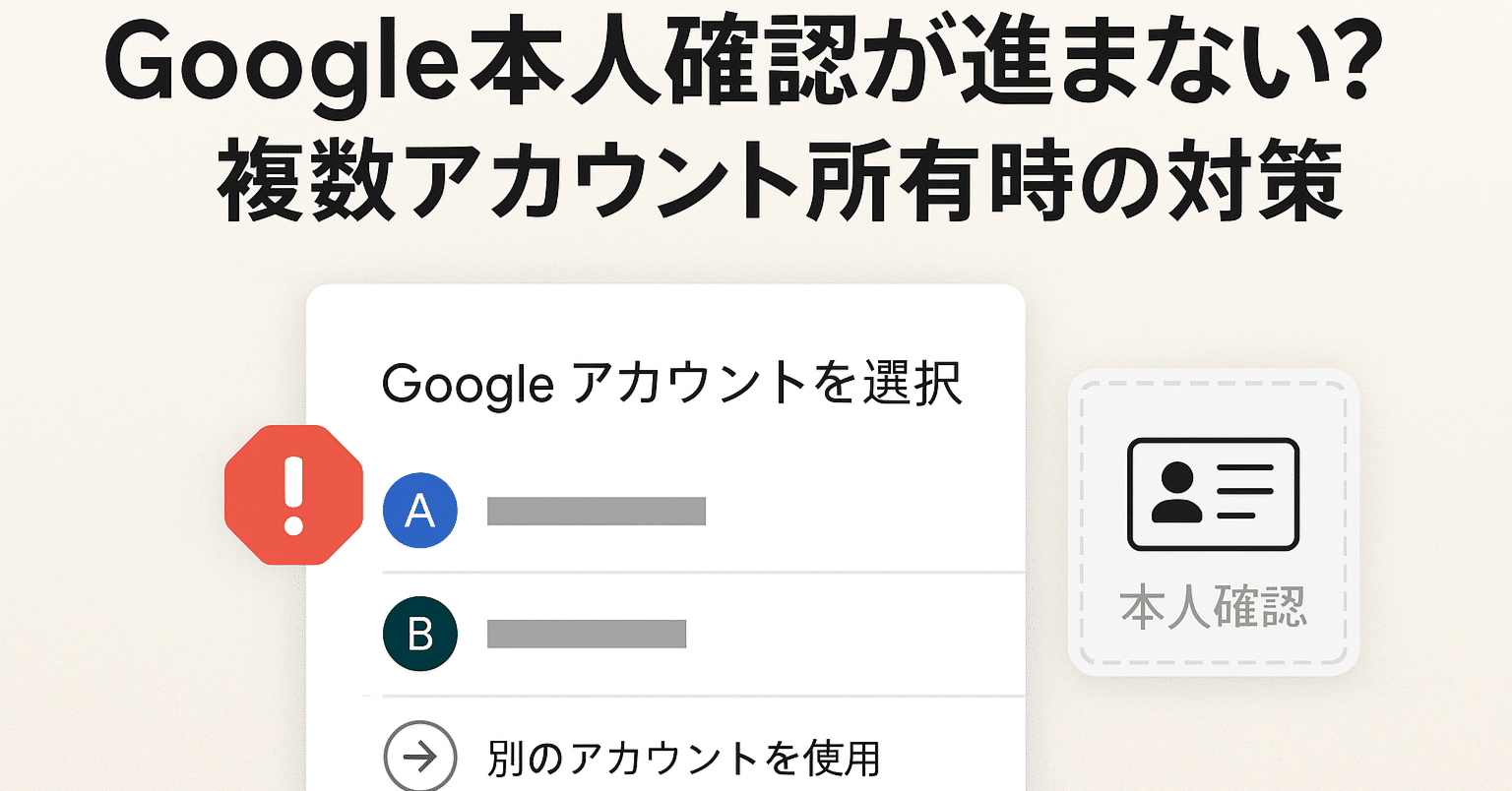 実体験あり】Google本人確認が進まない？複数アカウント環境での罠と