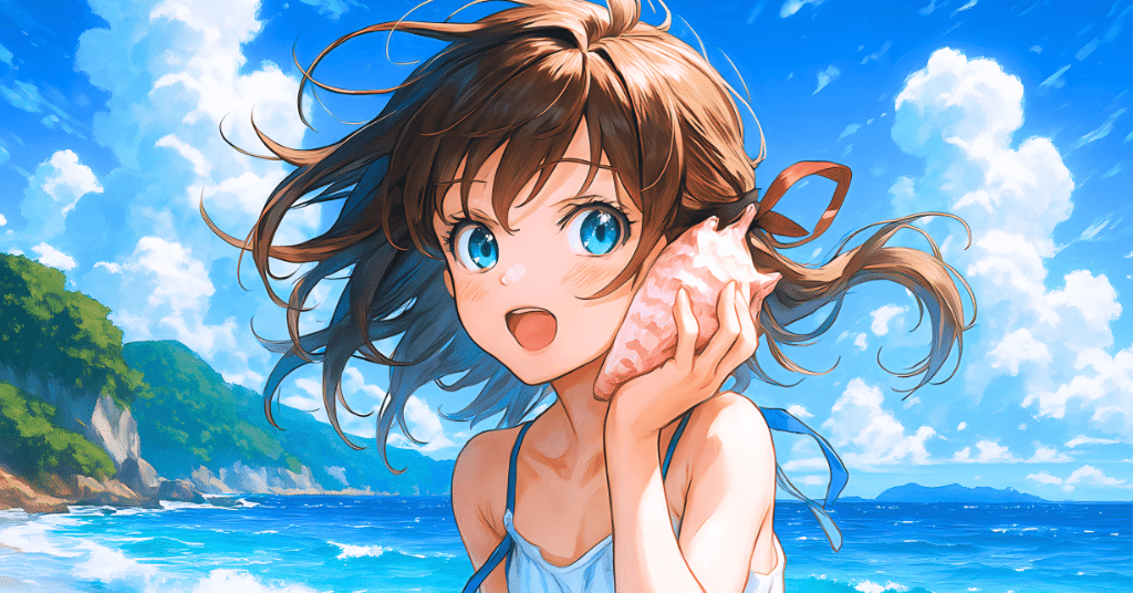 波の記憶を耳にして【AIイラスト＋4コマ漫画】｜Alpaka