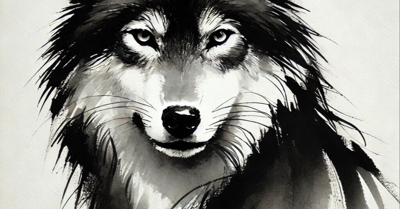 AI実験室 狼を水墨画風にて｜西田親生