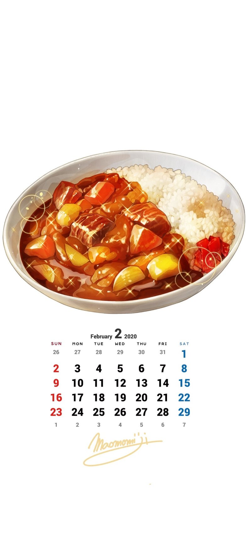 壁紙 飯テロカレンダーver スマホ Pc 年2月 February もみじ真魚 Maomomiji Note 壁紙 飯テロカレンダーver スマホ Pc 年2月 February もみじ真魚 Maomomiji Note