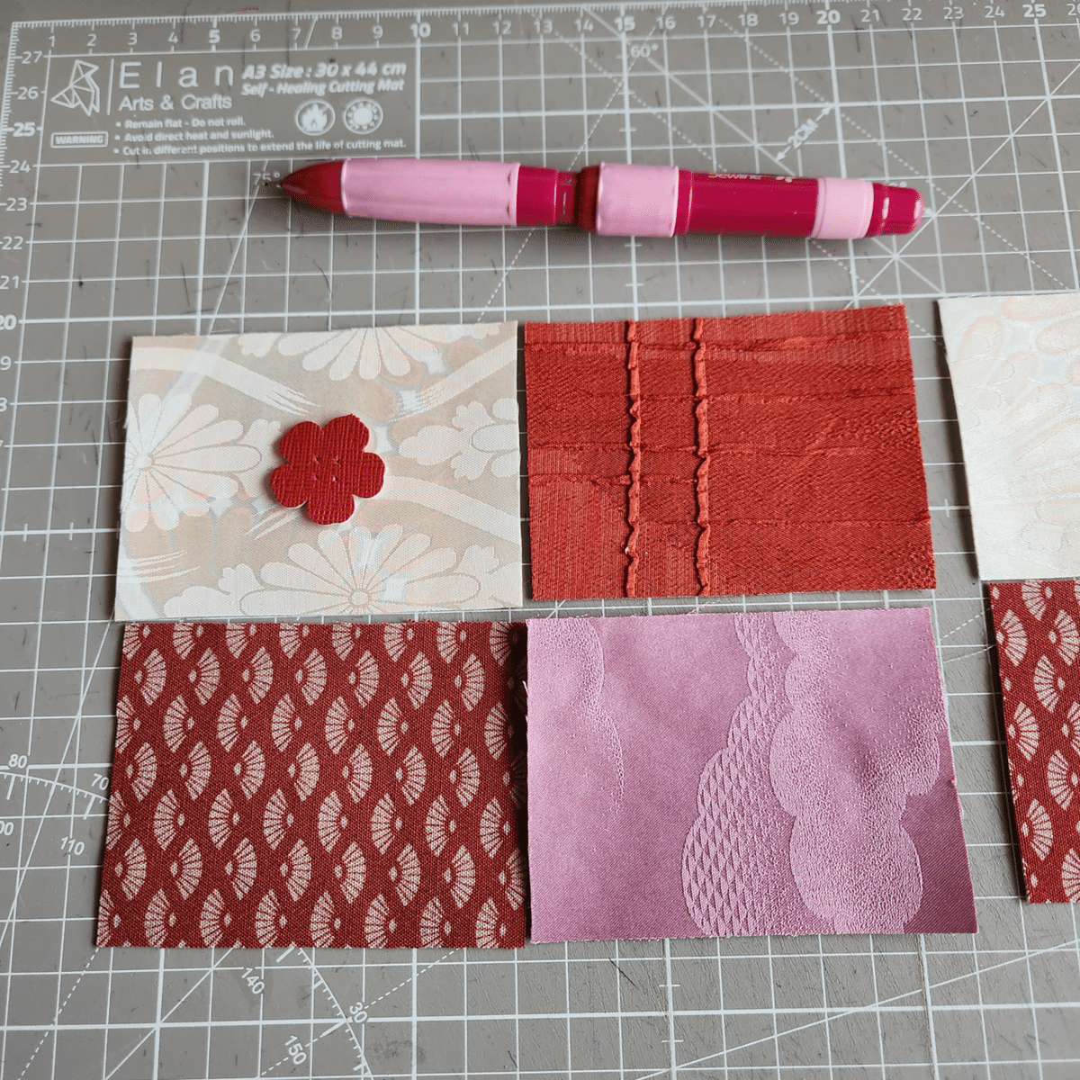 着物に新しい命を・小さな花のパッチワークポーチ制作日記