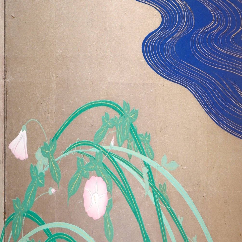 酒井抱一さんの系譜を継ぐ、雨華庵4代の道一さんが描いた《夏草図屏風