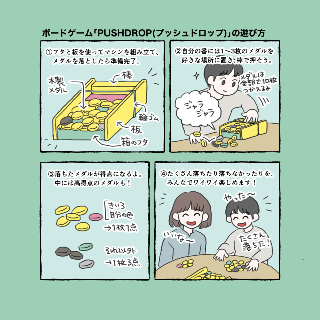 ボードゲーム「PUSHDROP(プッシュドロップ)」を作った話｜わぐり