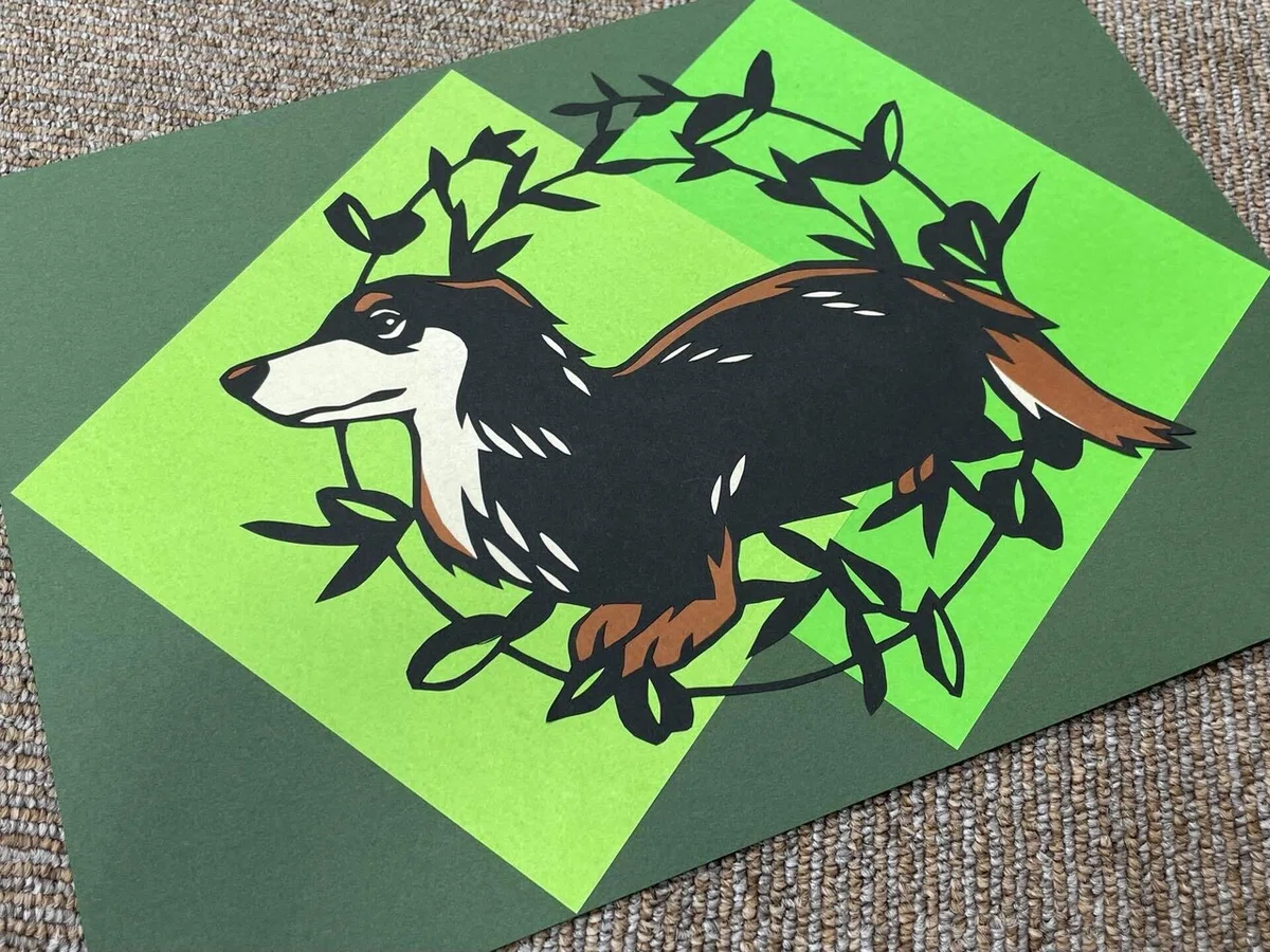 Dachshund [Paper Cutting Pattern Download Sale]｜切り絵作家 草太